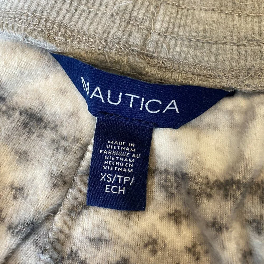 Nautica Ladies 2-piece Soft Fleece‎ Pajamas Set, Gray Fair-Isle XS #340M